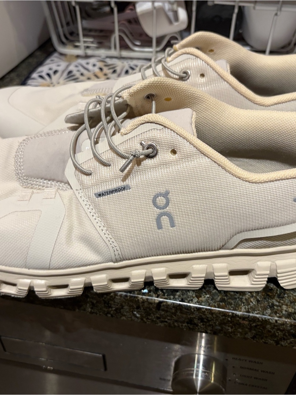 On Running Men’s Cloud Waterproof Sneakers in Off-White